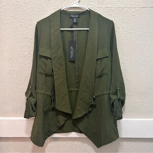 Rachel Zoe Army Green Cinch Waist Waterfall Utility Blazer Jacket NWT XS